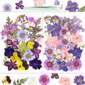 Resiners 58PCS Dried Pressed Flowers for Resin Supplies, Purple Real Pressed Flowers Dry Leaves Bulk Natural Herbs Kit for Art C