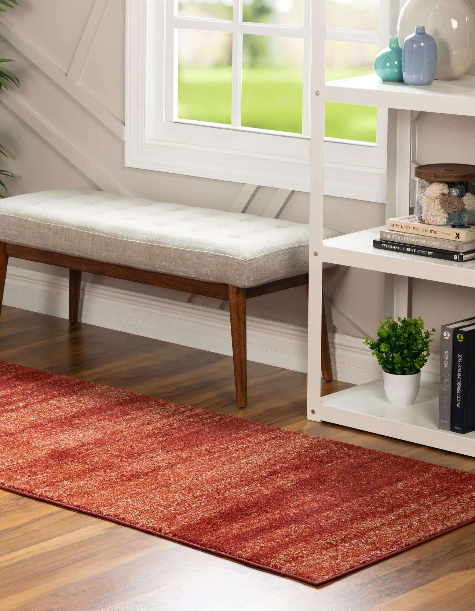 Unique Loom Del Mar Collection Area Rug - Lucille (2' X 8' Runner, Terracotta/ Red)