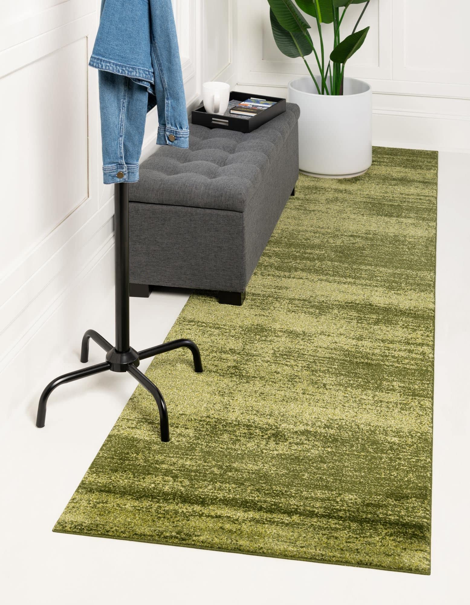 Unique Loom Del Mar Collection Area Rug - Lucille (2'x 6' 1'' Runner, Green/ Hunter Green)