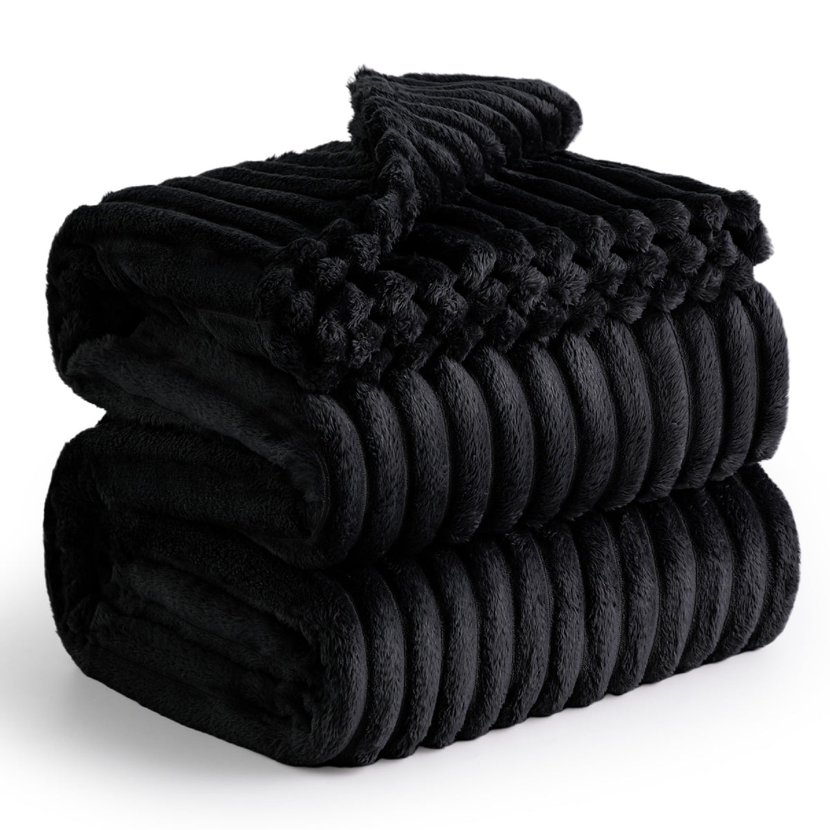 Bedsure Blankets Queen Size For Bed - Super Soft Cozy Blankets For Women, Cute Large Fleece Blanket For Girls, Black, 90X90 Inch