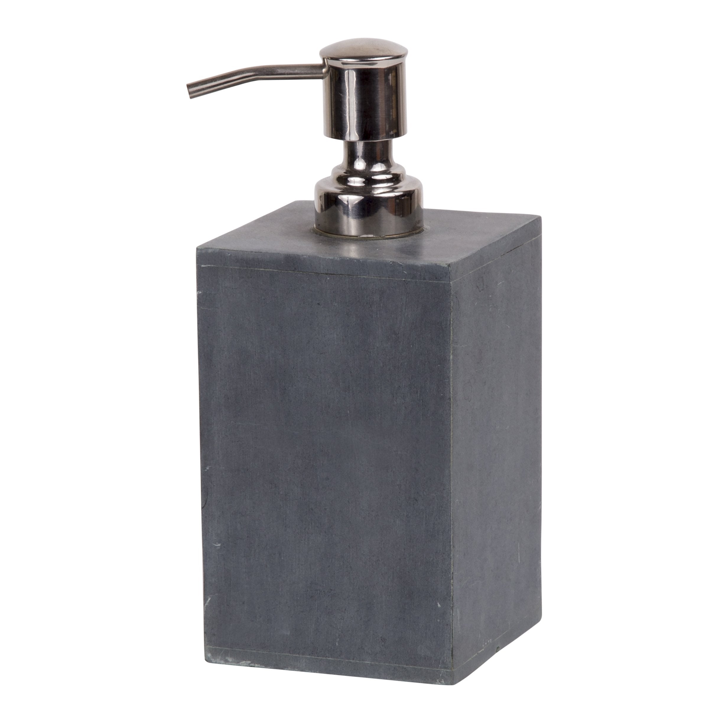 Creative Home Natural Soapstone Square Liquid Soap Dispenser Lotion Dispenser with Stainless Steel Pump, 3' x 3' x 7.3' H, Gr