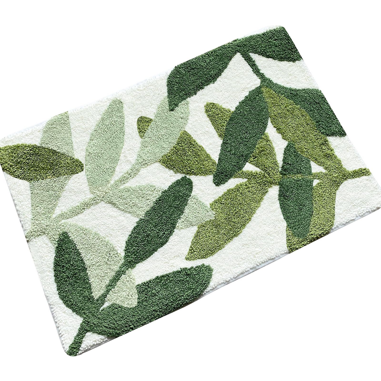 ZebraSmile Bathroom Rugs - 31.5 X 19.5IN Bath Mat Green Leaves Microfiber Strong Water Absorbent Non Slip Back Cute Rug for Bath