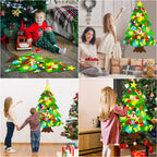 Felt Christmas Tree For Kids Wall, Upgraded Felt Tree Kit With Lights + Advent Calendar + 32 Ornaments, Diy Felt Tree Set Christ