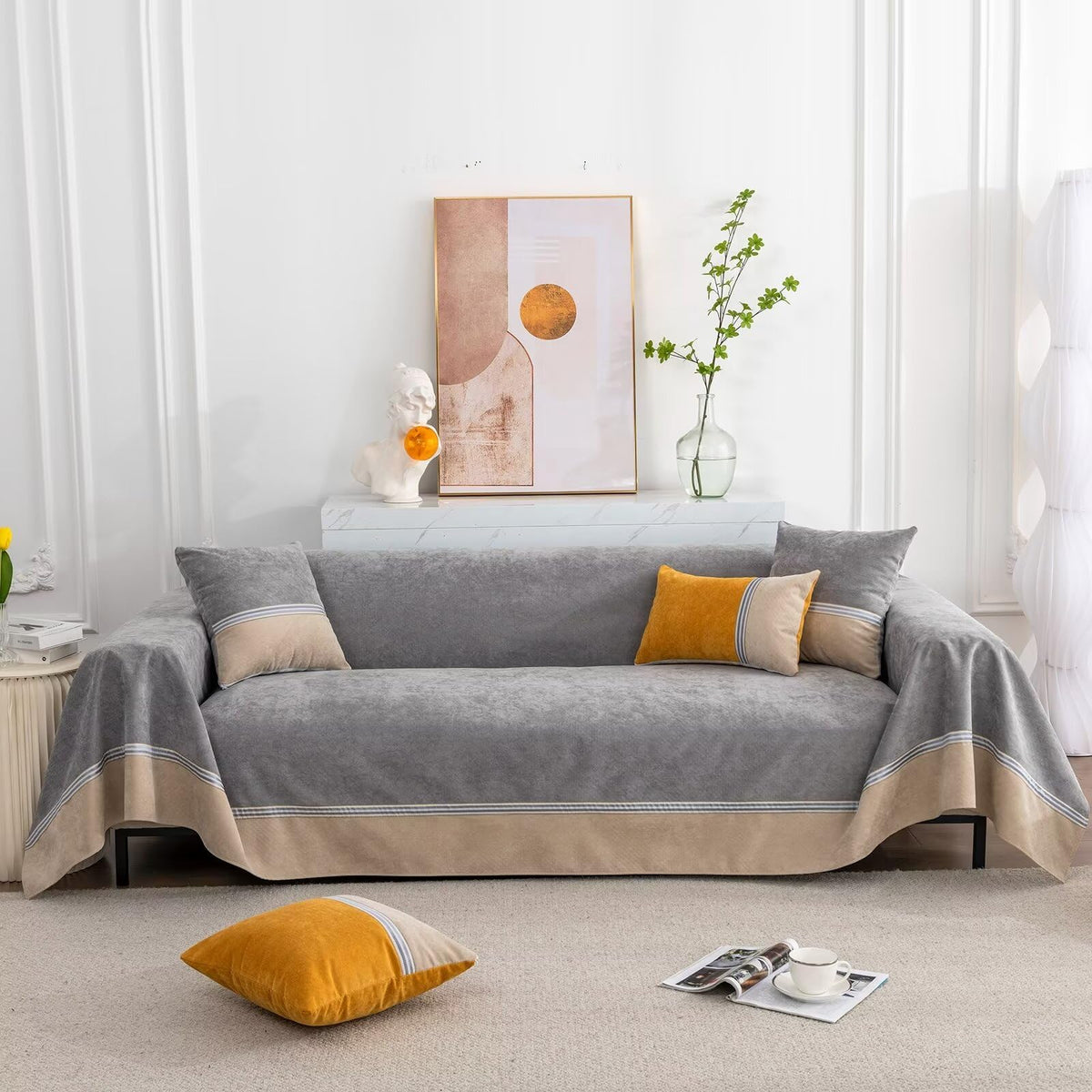 Vclife Water Resistant Sofa Couch Cover Non Slip Breathable French Terry Sofa Slipcover For 2-3 Cushion Couch Sofa Sectional Sof
