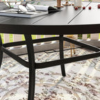 Vicllax Metal Patio Round Table For 8, 53' All Weather Round Outdoor Dining Table For Lawn Garden, Outdoor Patio Table With Umbrella Hole, Black Tabletop