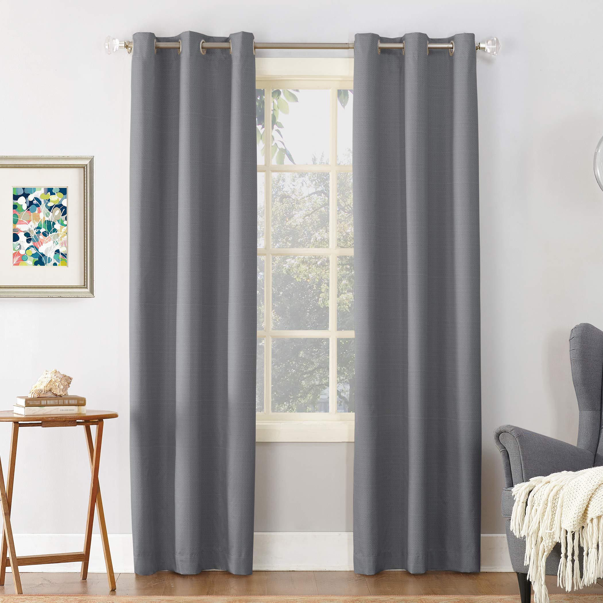 Sun Zero Cooper Thermal Insulated Energy Efficient Grommet Curtain Panel, 40 x 95, Gray