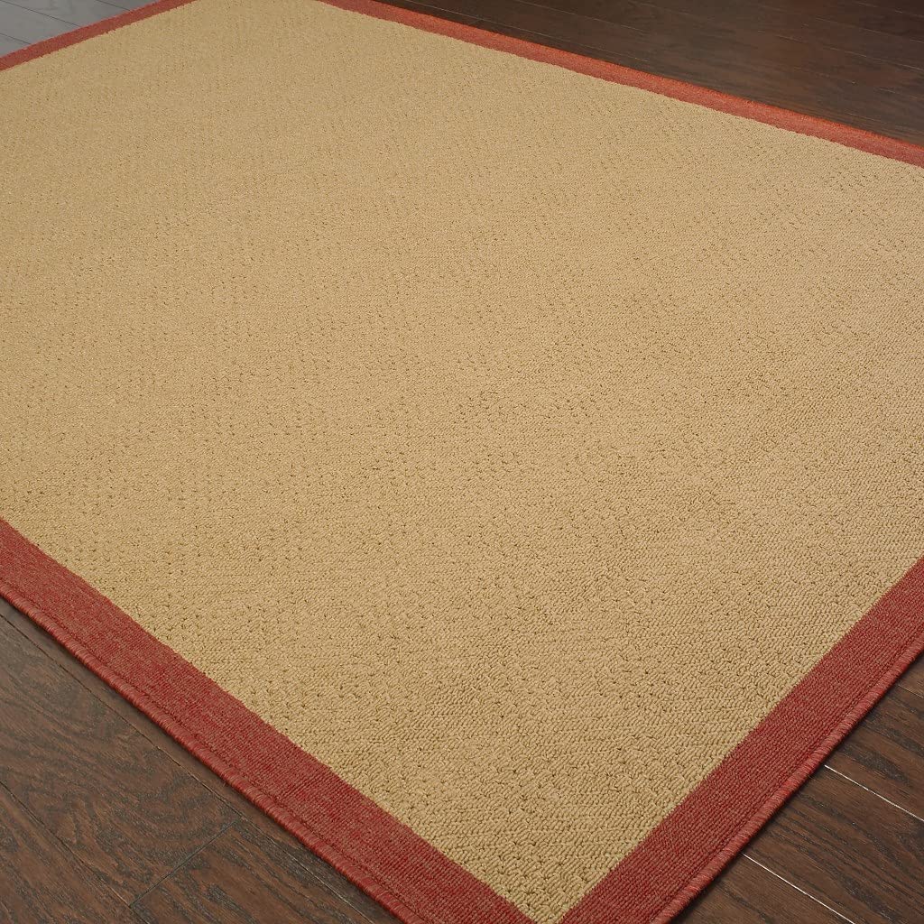 2X4 Beige And Red Plain Indoor Outdoor Scatter Rug