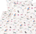 Scientific Sleep Full Bed Sheet Set, 100% Cotton, Dogs Print, Includes Flat Sheet, Fitted Sheet & Pillowcase, Kids & Teens Bedding