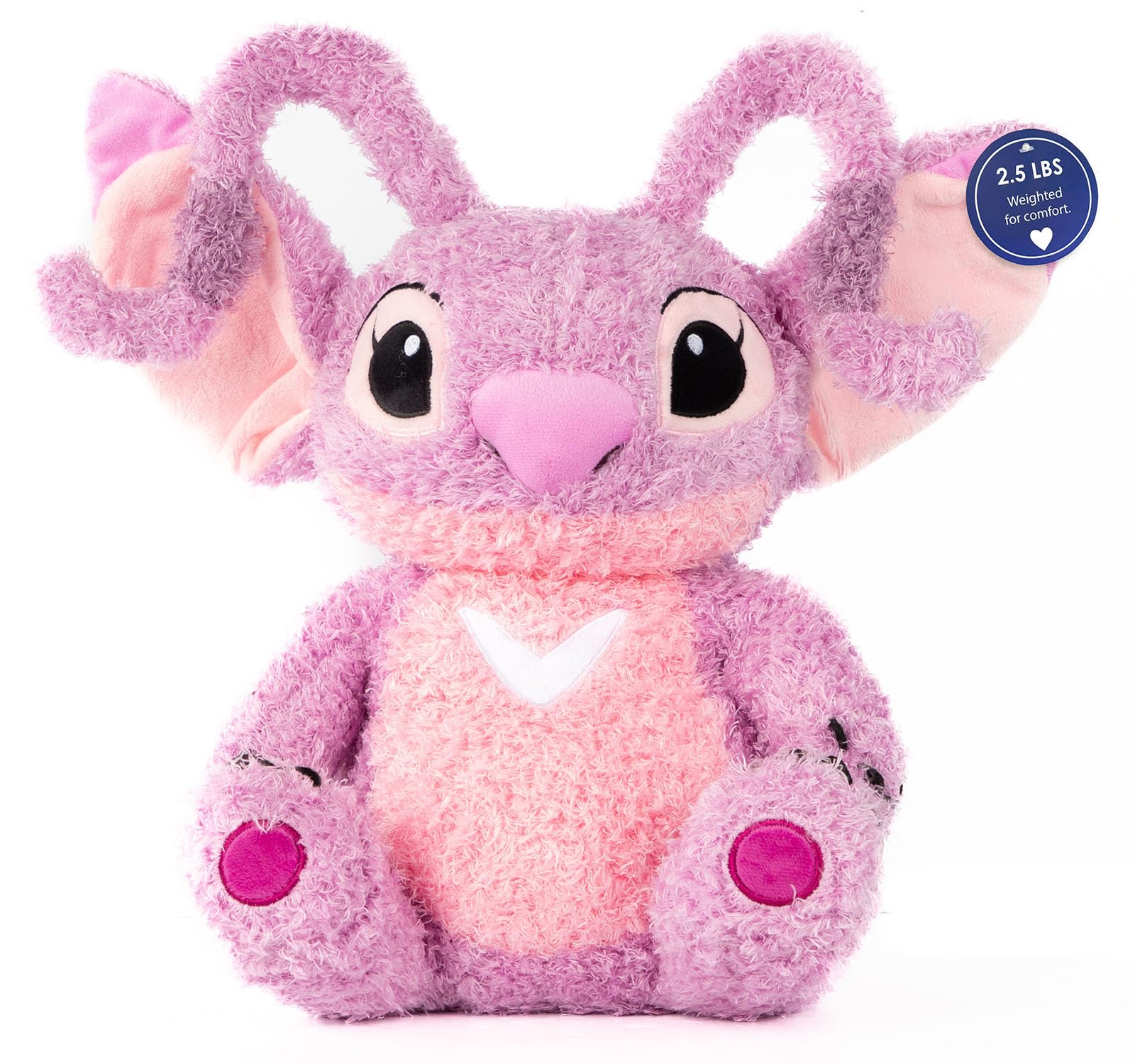 Weighted Disney Lilo And Stitch Angel Fuzzy Plush Pillow Buddy - 2.5 Lbs Super Soft Stuffed Pillow, 15 Inches