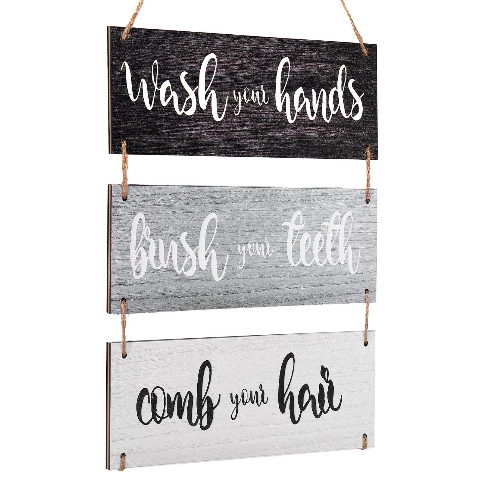 Bathroom Rules Wall Art Sign Family Hanging Wall Sign Funny Bathroom Wooden Hanging Wall Sign Rustic Wood Hanging Decor Wall Dec