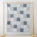 Coastal Dream 50' X 60' Cotton Quilted Throw Blanket, Soft Purple And Blue Farmhouse Patchwork Throw Quilt For Couch, Lightwei