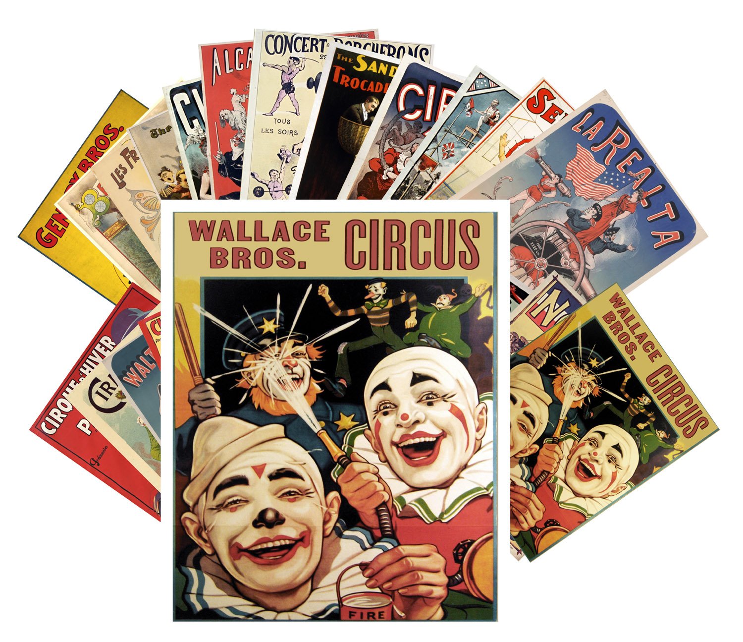 Vintage Postcards 24 Pcs Vintage Circus Clowns And Athletes Vintage Posters