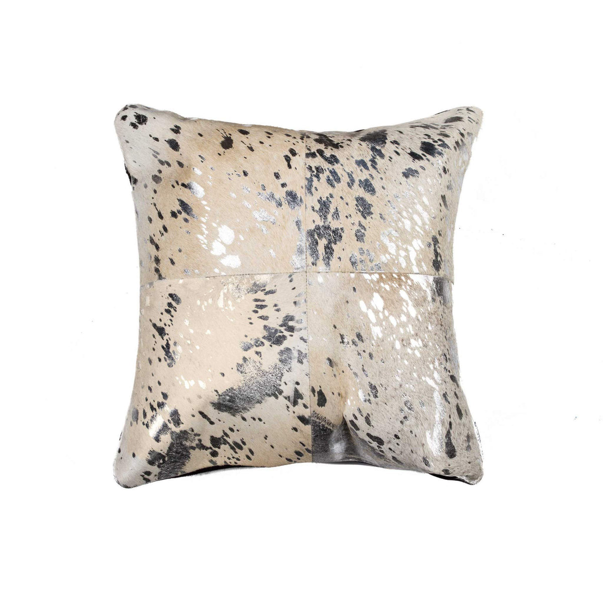 HomeRoots Silver & Gray Cowhide, Microsuede, Polyfill 18' x 18' x 5' Silver and Gray Quattro Pillow