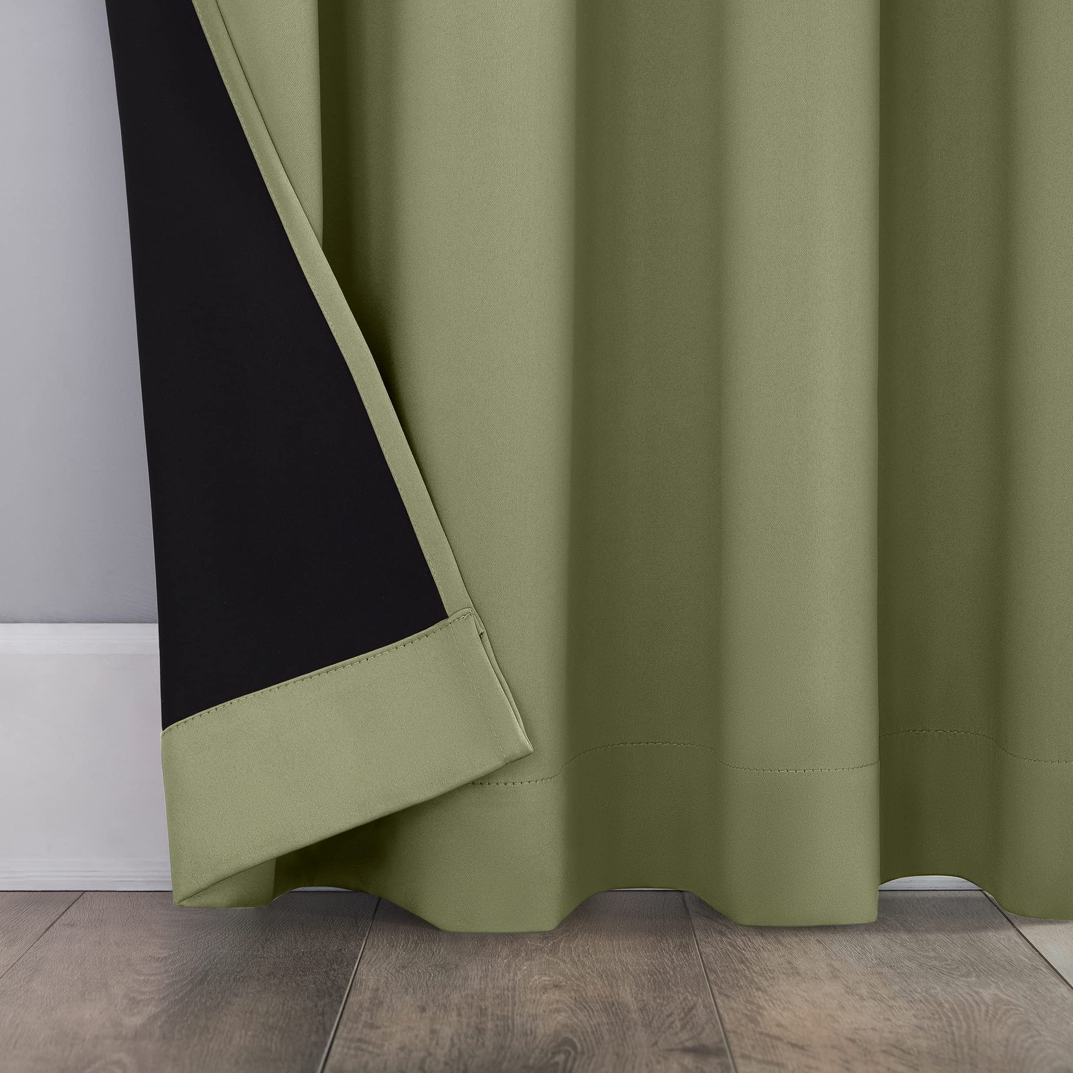 Sun Zero Nordic 2-Pack Theater Grade Noise Reducing Extreme 100% Blackout Grommet Curtain Panel Pair, 52' X 96, Sage Green