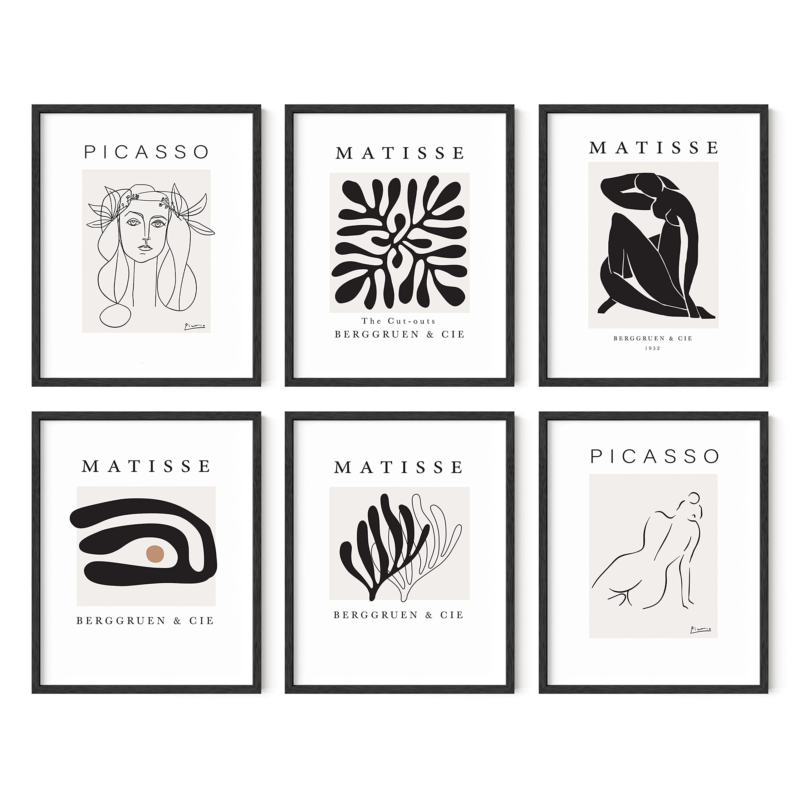 Haus and Hues Henri Matisse Posters and Picasso Wall Art,Set of 6 Matisse Prints and Picasso Posters,Henri Matisse Prints Art Ex