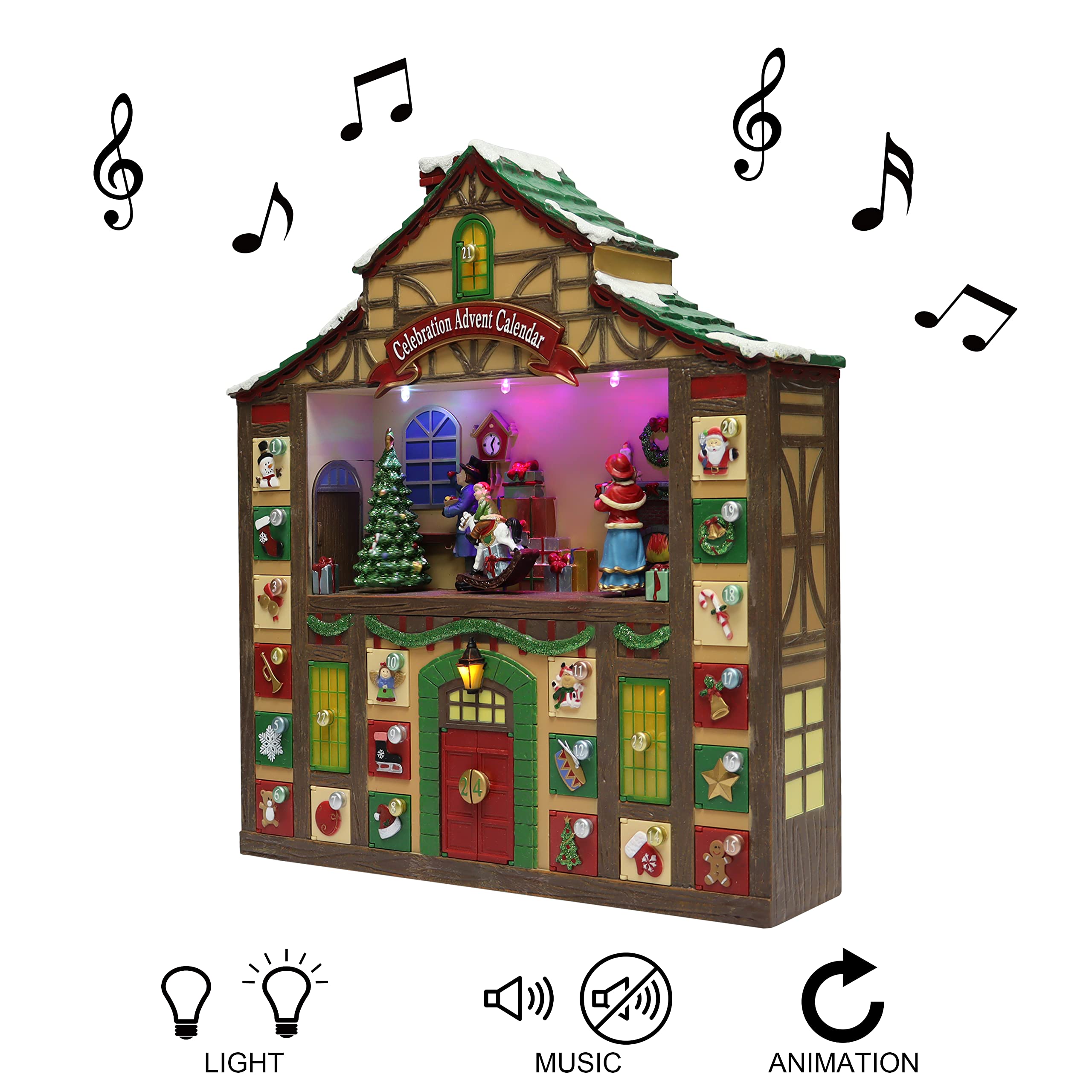 Moments in Time Christmas Decor Animated Advent Calendar House NM-X20272AA Plastic 16.2"H x 15.4"W x 3.7"D