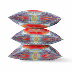 HomeRoots Muted Blue Hot Orange 16â€ Blue Orange Geo Tribal Suede Throw Pillow