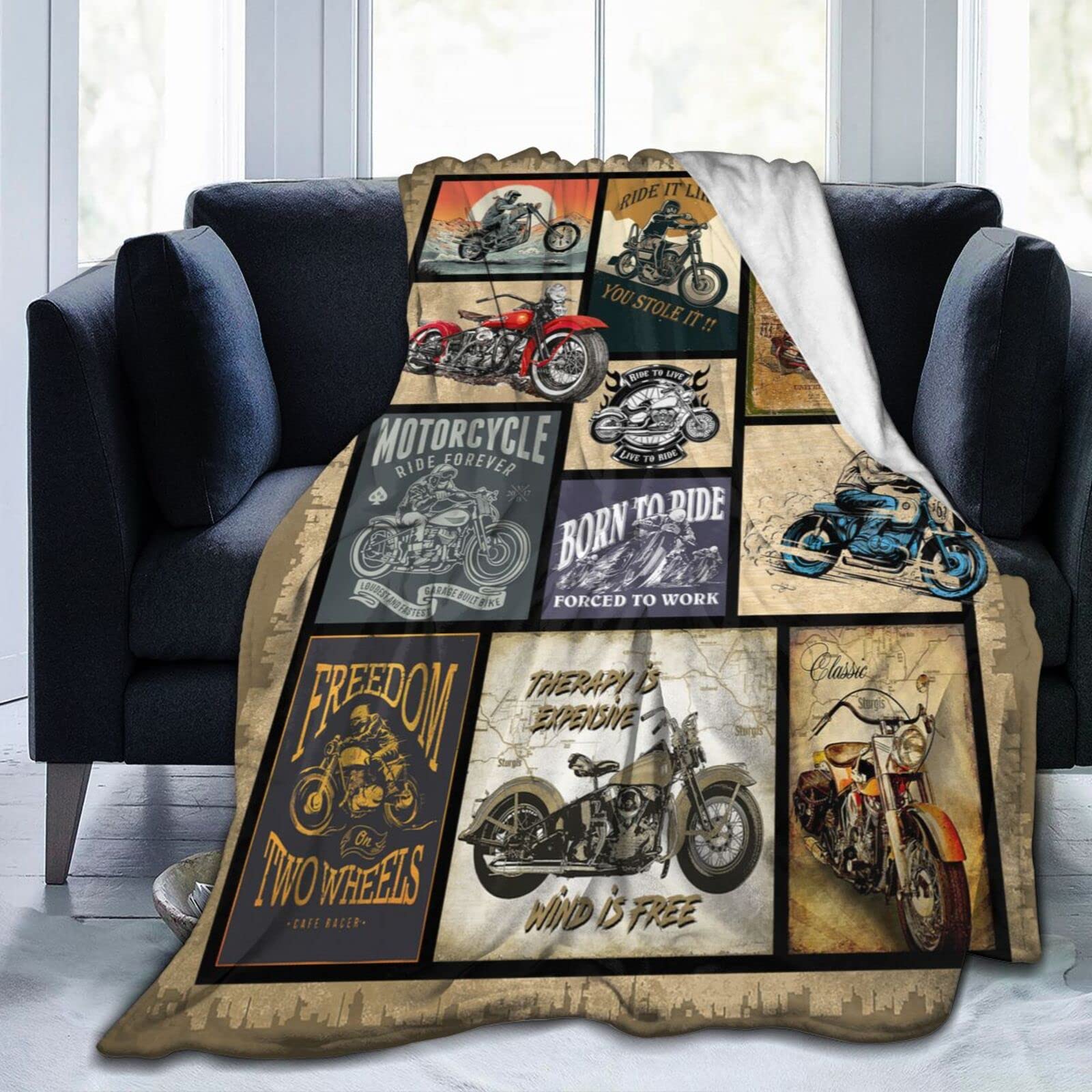 Motorcycle Gifts For Men And Women Throw Blanket For Couch Sofa Bed Plush Throw Fleece Blanket Soft Cozy Bedding For Kids And Ad