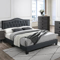 Poundex Queen Fabric Upholstered Bed, Charcoal