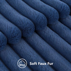 Decoruhome Faux Fur Throw Pillow Covers 18X18 Set Of 2, Decorative Soft Plush Striped Couch Pillow Covers With Velvet Back For Sofa, Bed, Living Room, Blue