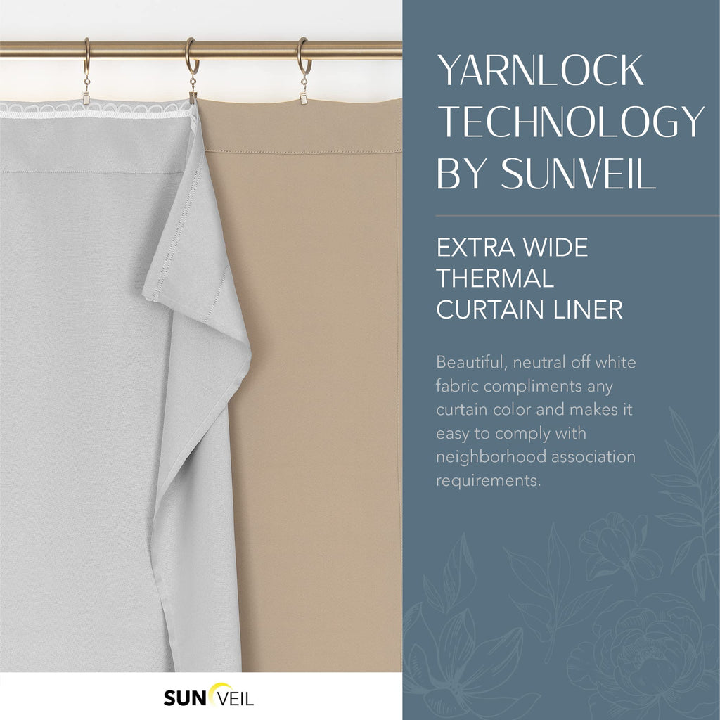 Elrene Home Fashions Sunveil Extra-Wide Thermal Blackout Curtain Liner With Yarnlock Technology, Single Panel, Light Grey, 40 In
