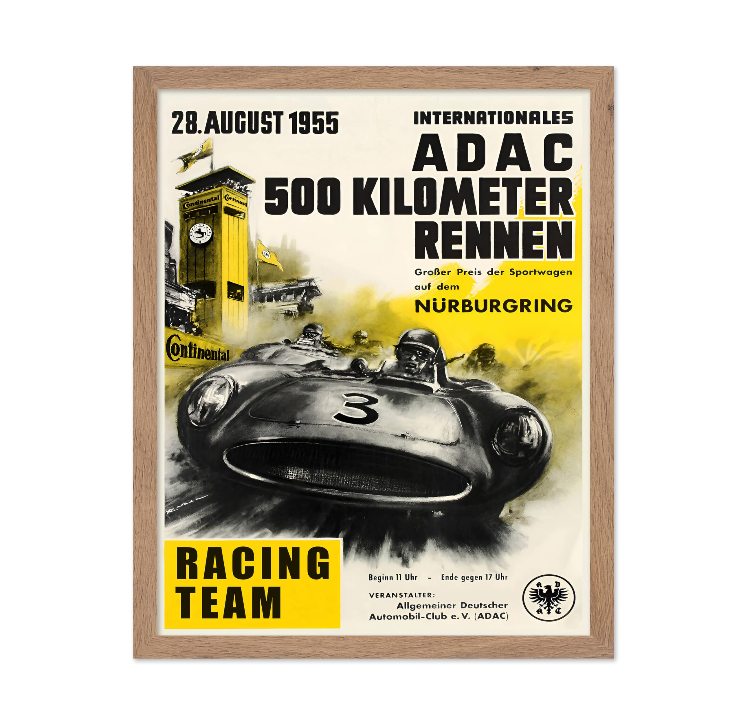 Poster Master Vintage Nurburgring Car Racing Poster - Retro Race Car Print - Sports Wall Art - Fun Gift for Him, Man, Car Enthus