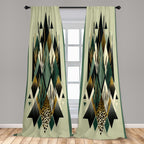 Ambesonne Bohemian Window Curtains, Diamond Shapes Geometric Design Abstract Botanical Design Boho, Lightweight Decor 2-Panel Se