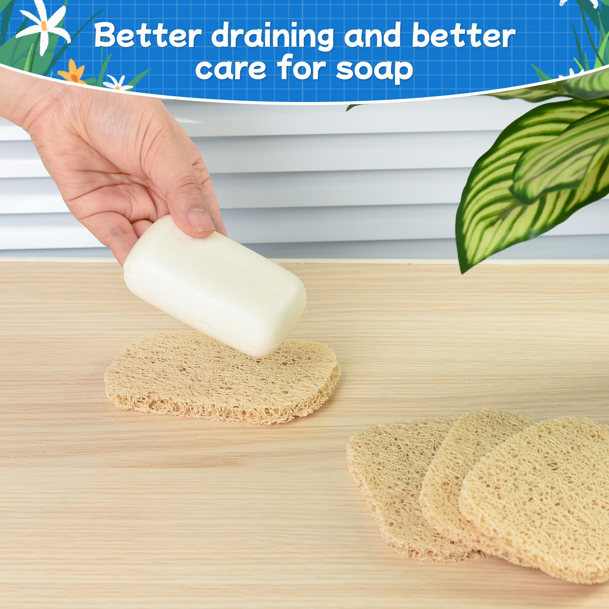 4Pcs Soap Lifting Pad For Bar Soap,Beige Non-Slip Soap Saver Pads Self Draining Soap Bars Holder Pads For Kitchen Bathroom Trave