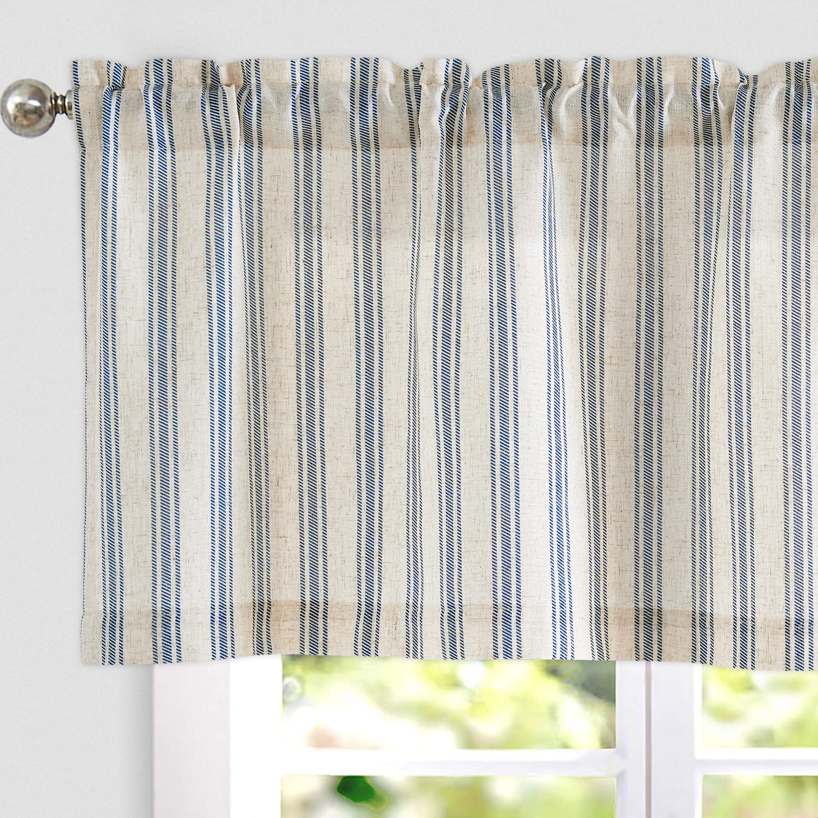 Jinchan Striped Valance Window Treatment Linen Valance For Windows Small Window Valance Farmhouse Valance Curtain Light Filterin