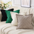 Decoruhome Decorative Khaki Throw Pillow Covers 22X22 Set Of 2 With Splicing, Boho Soft Corduroy Broadside Twill Pillow Covers F