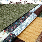 Cozy Line Home Fashions Olive Country Style Yellow Cotton Real Patchwork Quilt Bedding Set, Reversible Coverlet, Bedspread (Brow