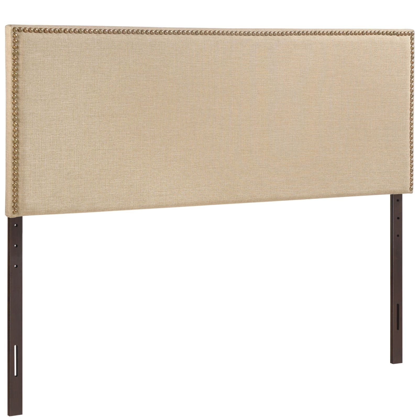 Modway Region Linen Fabric Upholstered Queen Headboard in Cafe with Nailhead Trim