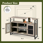 Wlive Tv Stand 55 Inch Tv, Tall Entertainment Center With Storage, Farmhouse Industrial Tv Console For Bedroom Living Room, Greige