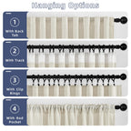 Daysu Linen Curtains 108 Inches Long 2 Panels Set For Bedroom/Living Room, Ivory Semi Sheer Farmhouse Curtains, Rod Pocket Hook