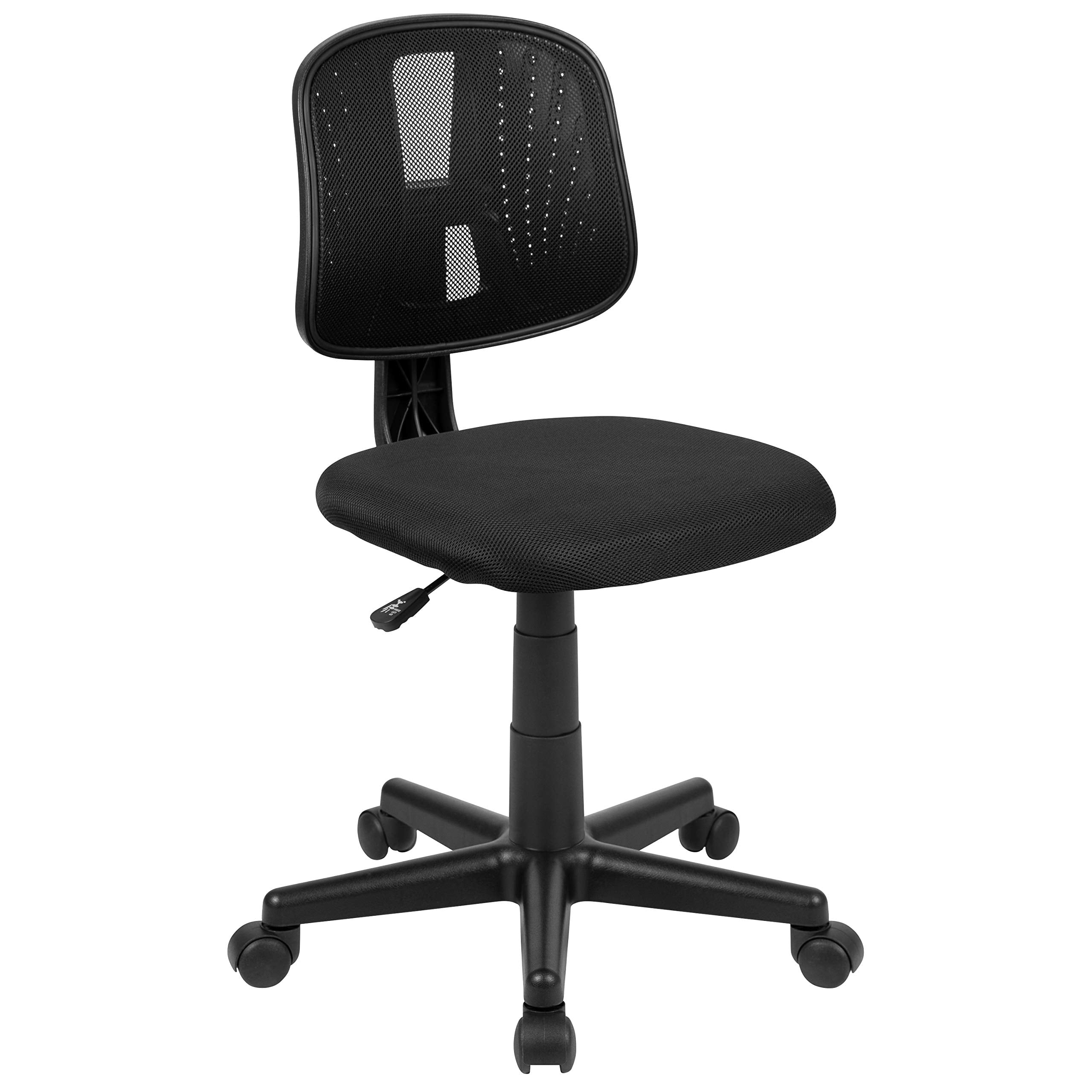 Flash Furniture Flash Fundamentals Mid-Back Swivel Task Office Chair With Pivot Back, Height-Adjustable Ergonomic Mesh Office Desk Chair, Black