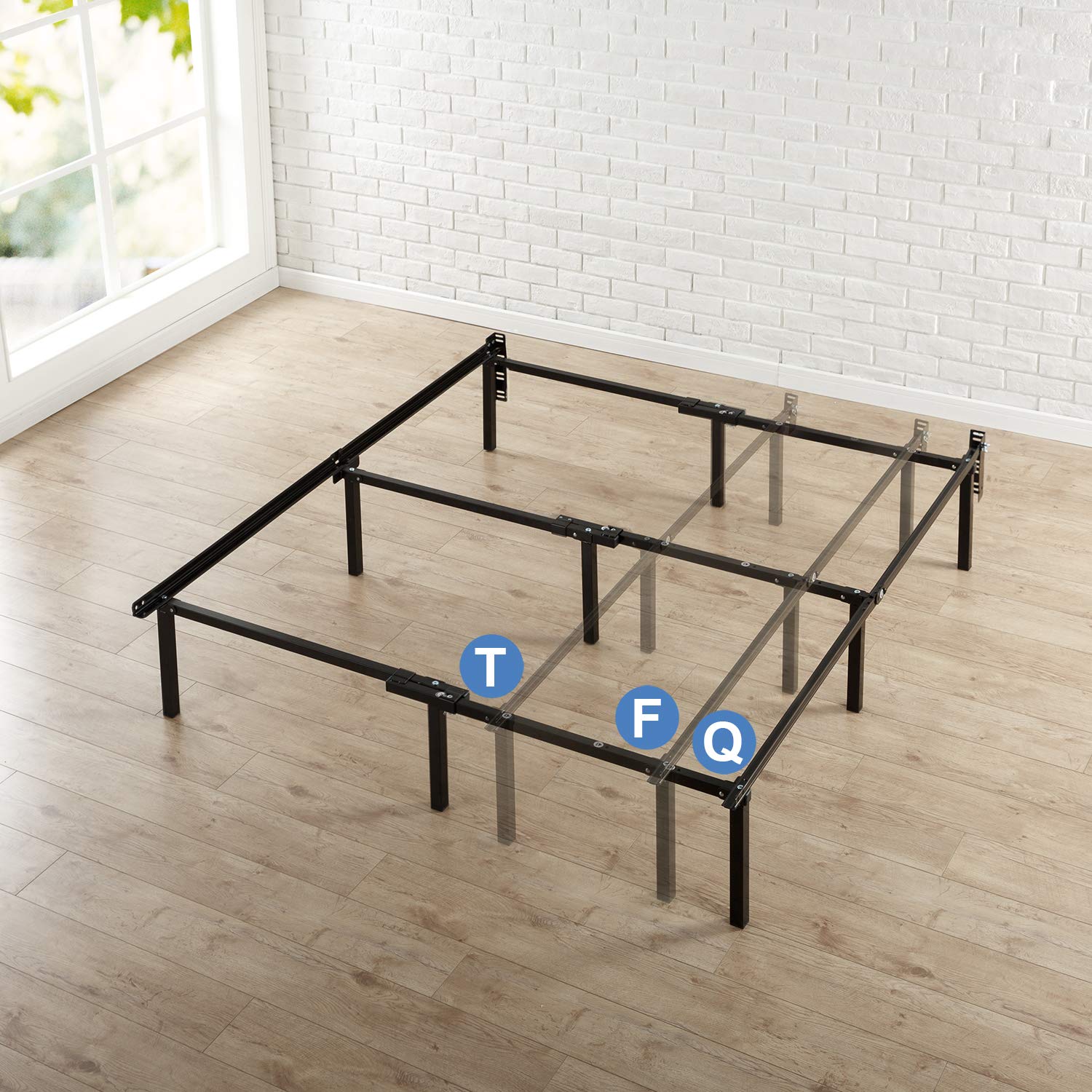 ZINUS Michelle 12 Inch Compack Bed Frame, for Box Spring and Mattress Sets, Extra High so Bed Risers not needed, Fits Twin to Qu