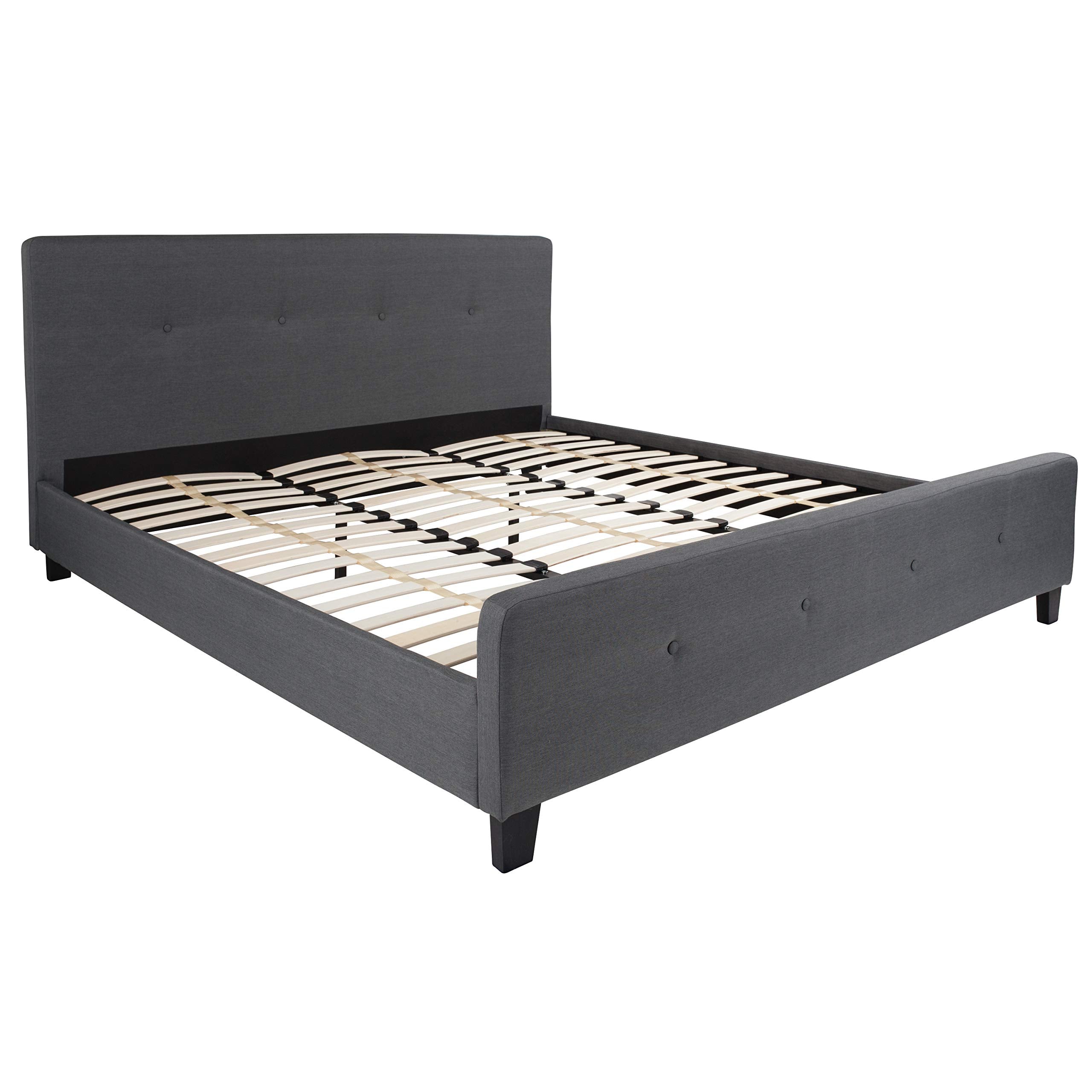 Flash Furniture Tribeca King Size Tufted Upholstered Platform Bed In Dark Gray Fabric