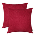 Brawarm Chenille Throw Pillow Covers 16X16 Inches - Deep Red Chenille Pillow Covers Pack Of 2, Solid Dyed Soft Chenille Pillow C