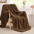 Bedelite Fleece Blanket Twin Blanket For Bed Couch, 3D Jacquard Decorative Brown Throw Blanket, Soft And Cozy Warm Plush Fuzzy B