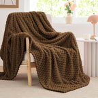 Bedelite Fleece Blanket Twin Blanket For Bed Couch, 3D Jacquard Decorative Brown Throw Blanket, Soft And Cozy Warm Plush Fuzzy B