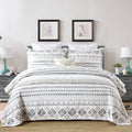Sahsahcasa Quilt King Size, Set, 100% Cotton Boho Quilt, Bedding Set Bedspreads, Bohemian Reversible Lightweight Striped Quilts