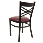 Flash Furniture Hercules Series Black ''X'' Back Metal Restaurant Chair - Burgundy Vinyl Seat