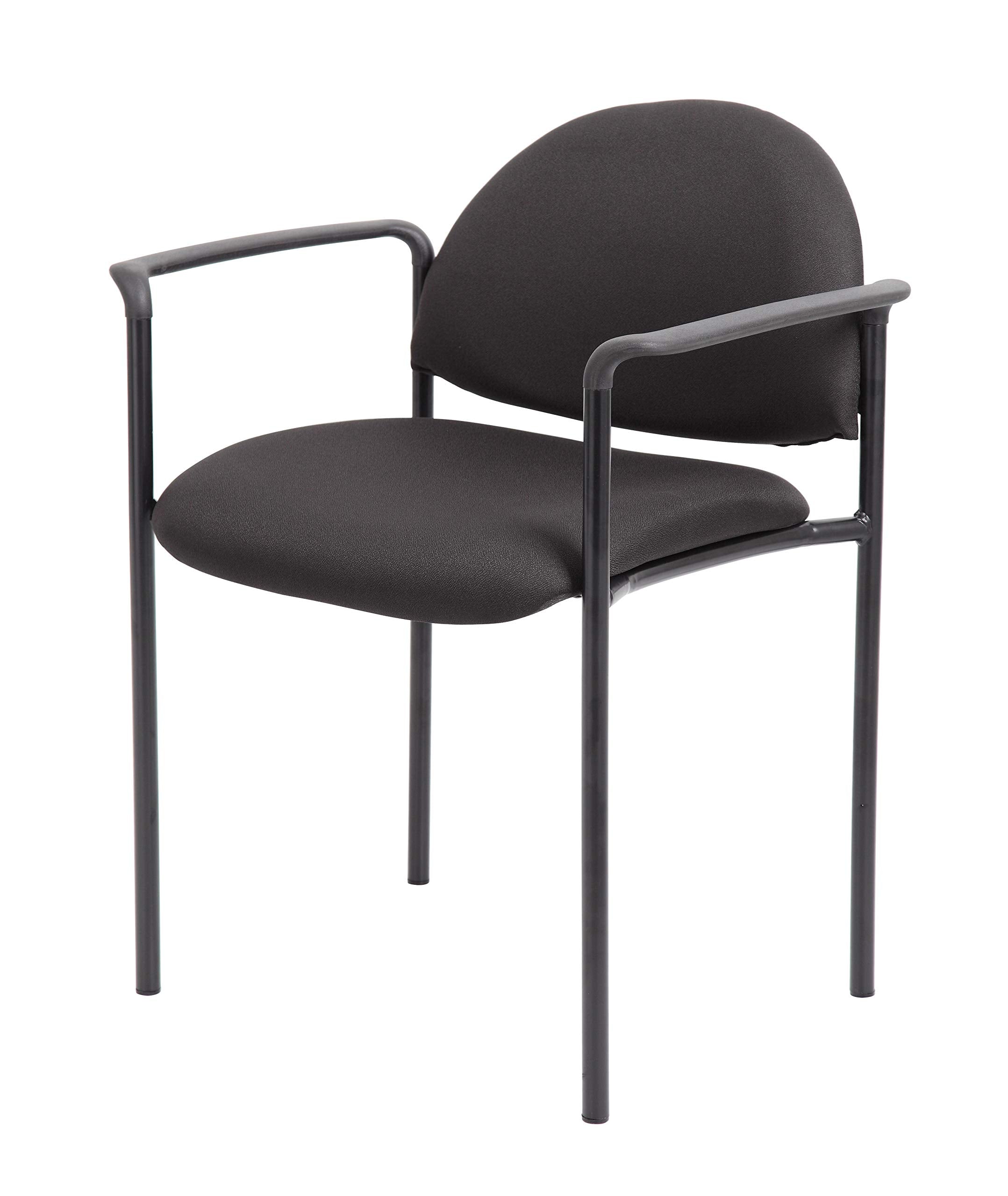 Boss Office Products Dimond Fabric Stacking Chair With Arms In Black