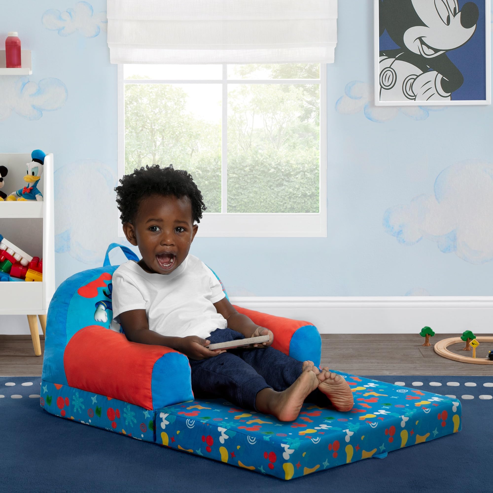 Delta Children - Mickey Mouse Cozee Buddy Flip-Out Kids Chair, Blue