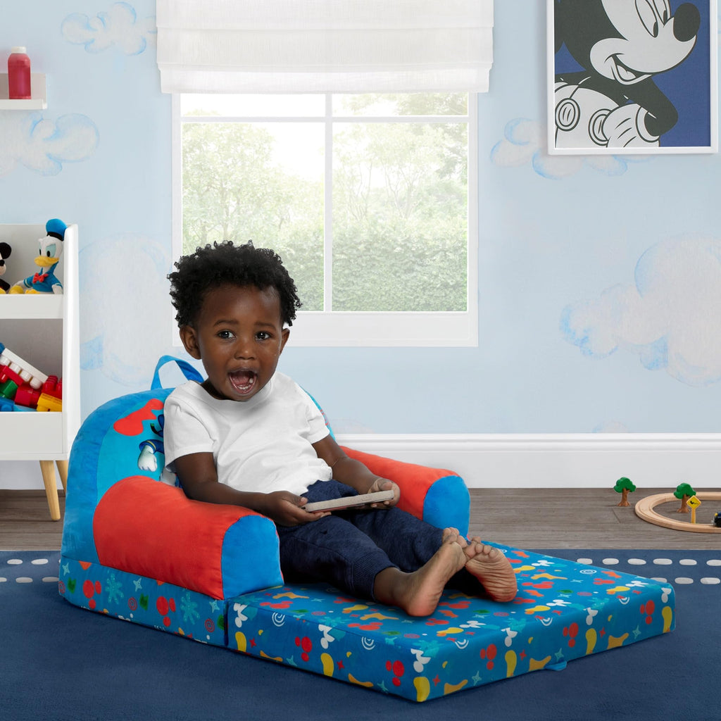 Delta Children - Mickey Mouse Cozee Buddy Flip-Out Kids Chair, Blue