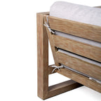 Armen Living Paradise Outdoor Eucalyptus Wood Sofa, Light Gray/Teak