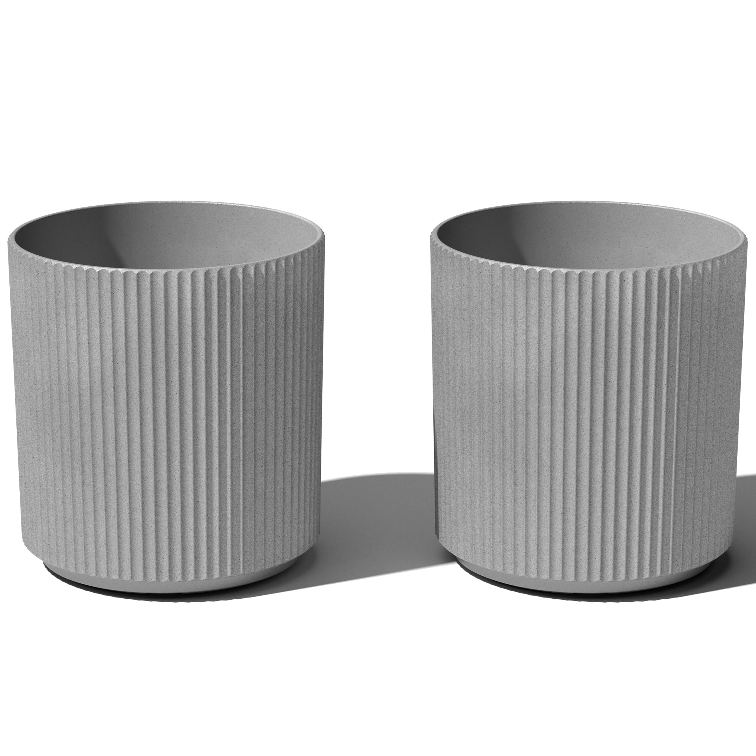 Veradek Round Demi Planter Pots For Indoor/Outdoor Garden Use | Made From Plastic - Concrete Mix With Drainage Holes | Perfect F