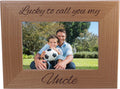 CustomGiftsNow Lucky To Call You My Uncle - Natural Alder Hanging/Tabletop Engraved Wooden Wood Picture Photo Frame (4x6-inch Ho