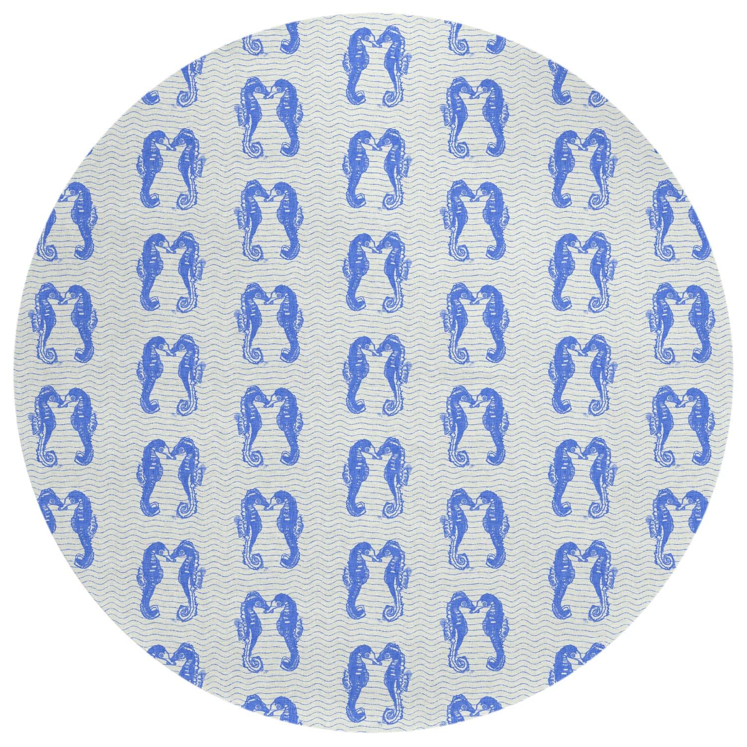 Dalyn Indoor Outdoor Seabreeze Sz15 Navy Washable 8' X 8' Round Rug Sz15Na8Ro