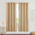 Nicetown Linen Flax Semi Sheer Curtains 72' Length, Grommet Top Bedroom Window Treatments Privacy With Light Filtering Vertical Drapes For Loft/Bedroom, Burlap, W55 X L72, 2 Panels